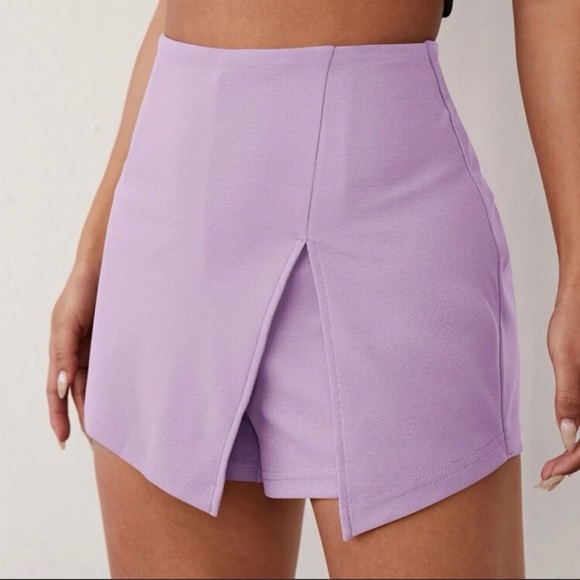 SHEIN SXY Solid Split Front Skort in Lilac Purple - Picture 2 of 4